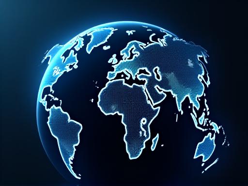 A digital map showing economic data flow across global financial hubs